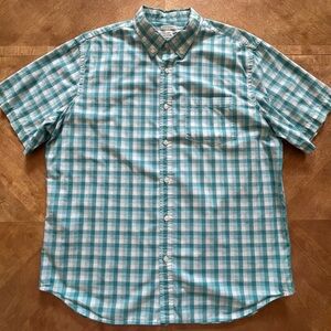 Old Navy White & Green Plaid Short Sleeve Button-Down Shirt – XL